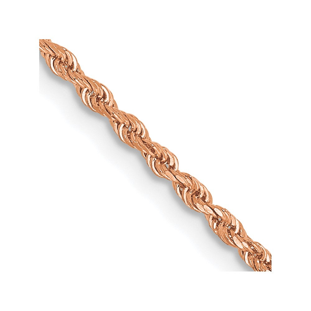 14k Rose Gold 1.5mm Diamond-cut Rope Chain Anklet