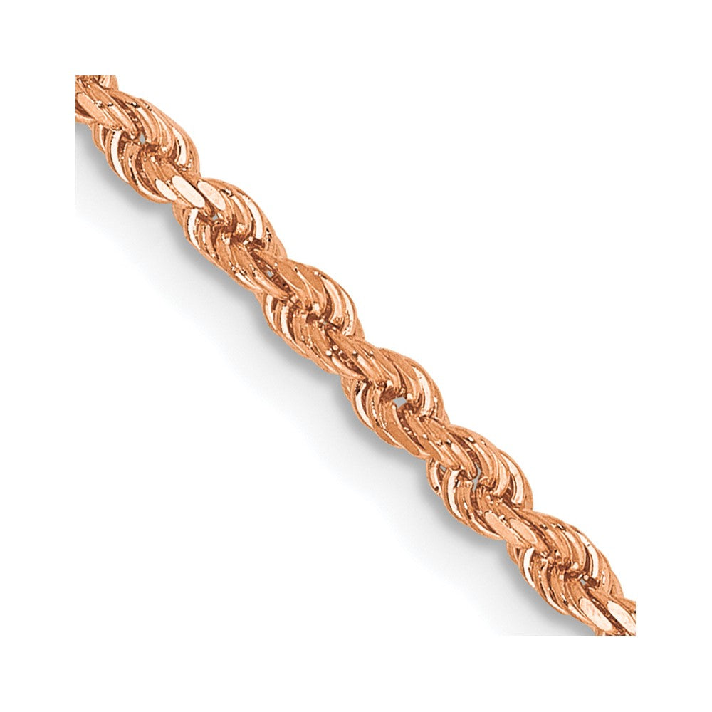 14k Rose Gold 2.0mm Diamond-cut Rope Chain Anklet