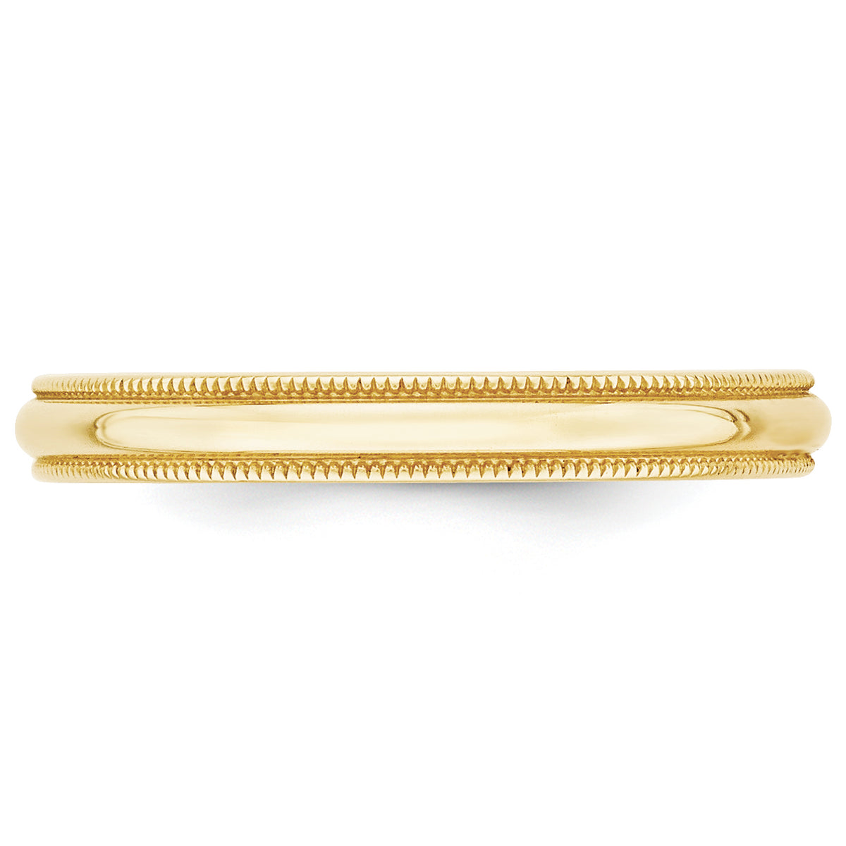 10KY 3mm LTW Milgrain Half Round Band Size 10