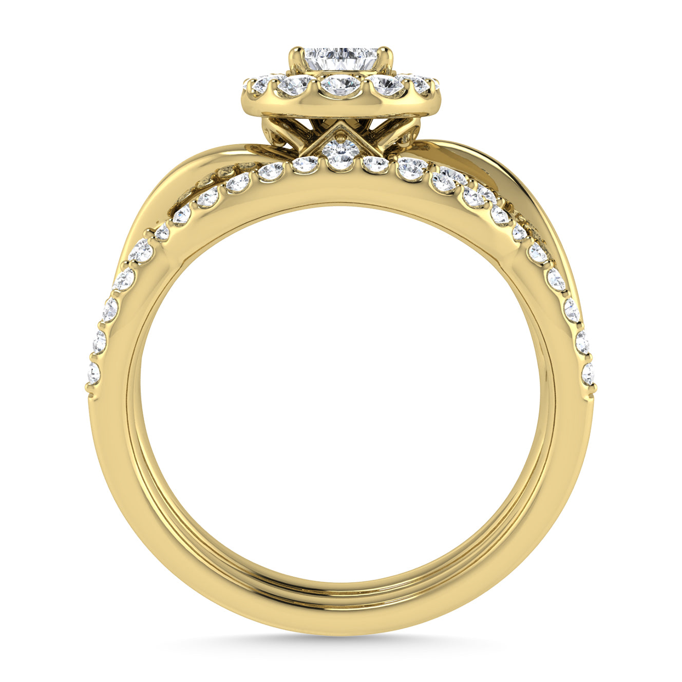 Diamond 1 Ct.Tw. Cushion Shape Bridal Ring in 14K Yellow Gold