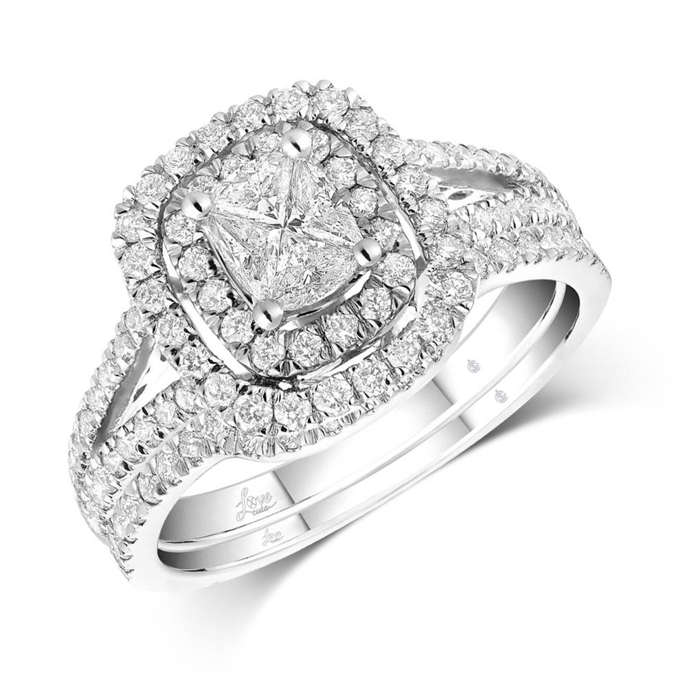 Lovecuts 14K White Gold 1 1/4 Ct.Tw. Diamond Bridal Invisible Ring