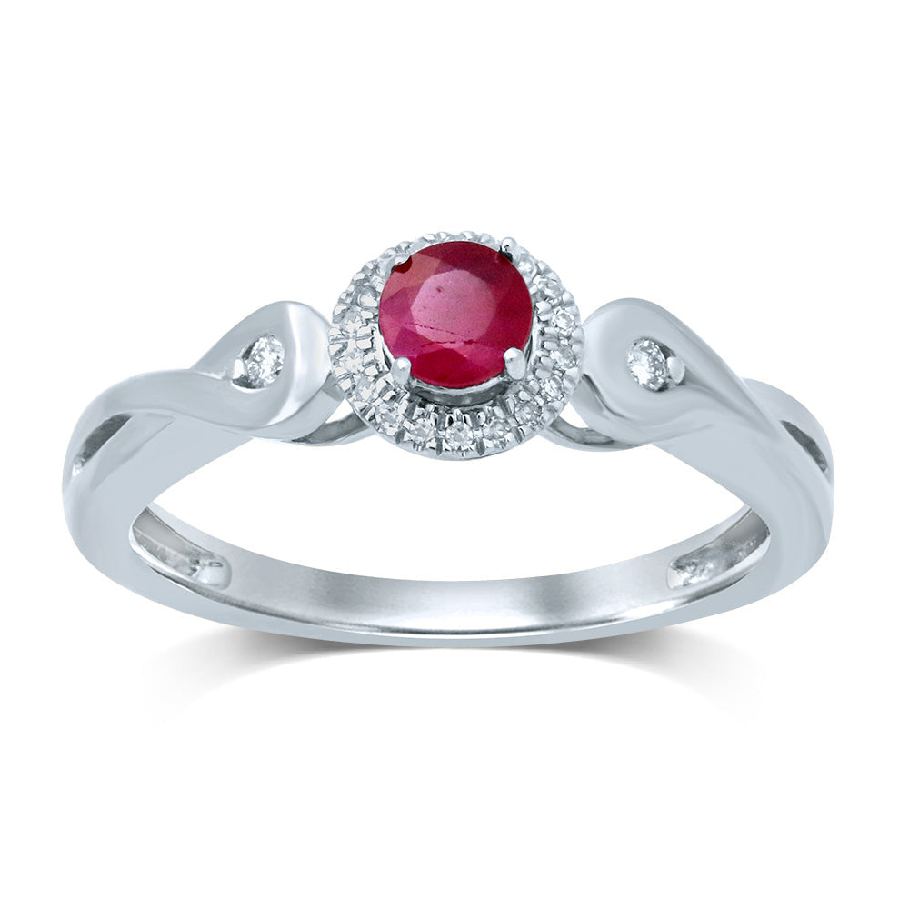14K Diamond RUBY RING