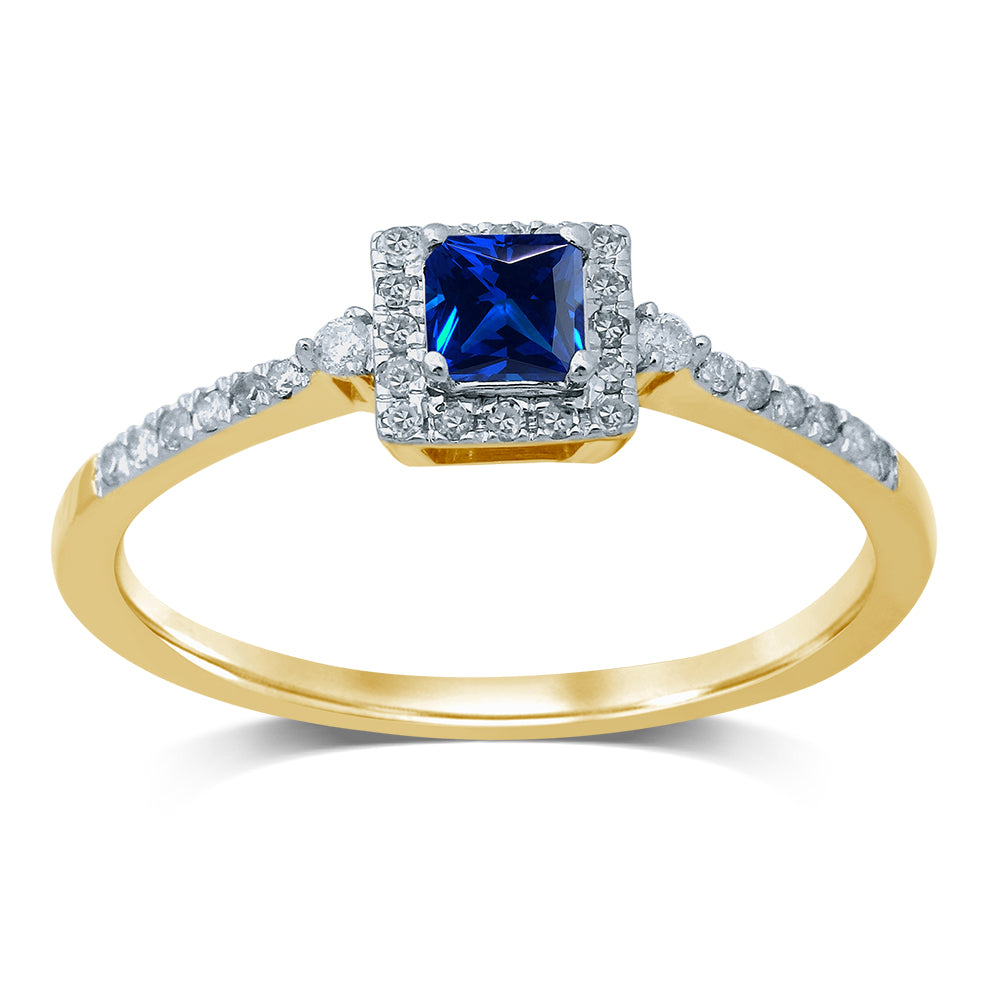 14K 0.14CT Diamond SAPHIRE RING