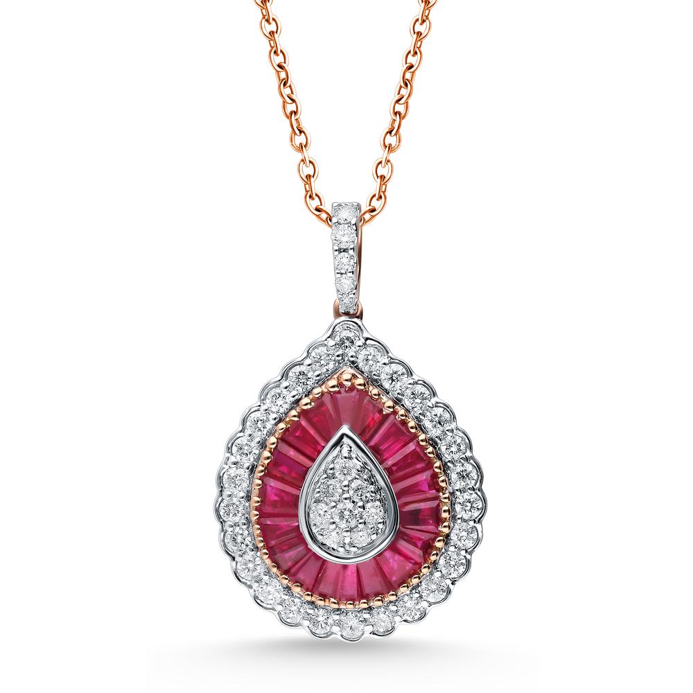 14K 0.60CT Diamond RUBY Pendant