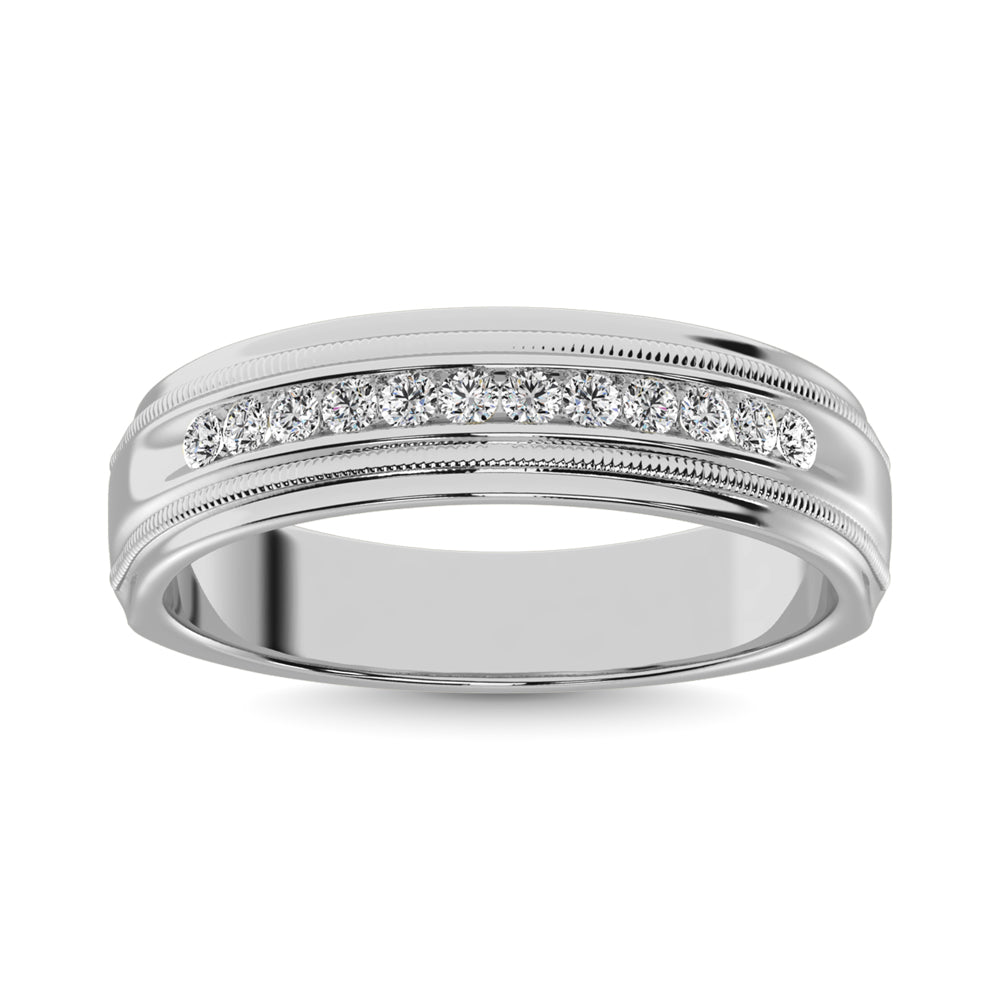 14K White Gold 1 Ct.Tw. Diamond Men?s Machine Band