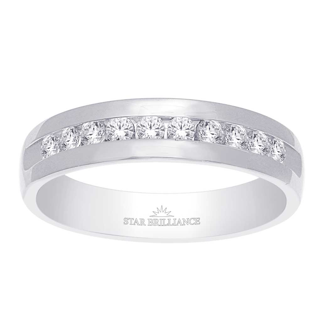 14K White Gold 1/4 Ct.Tw. Diamond Mens Machine Band