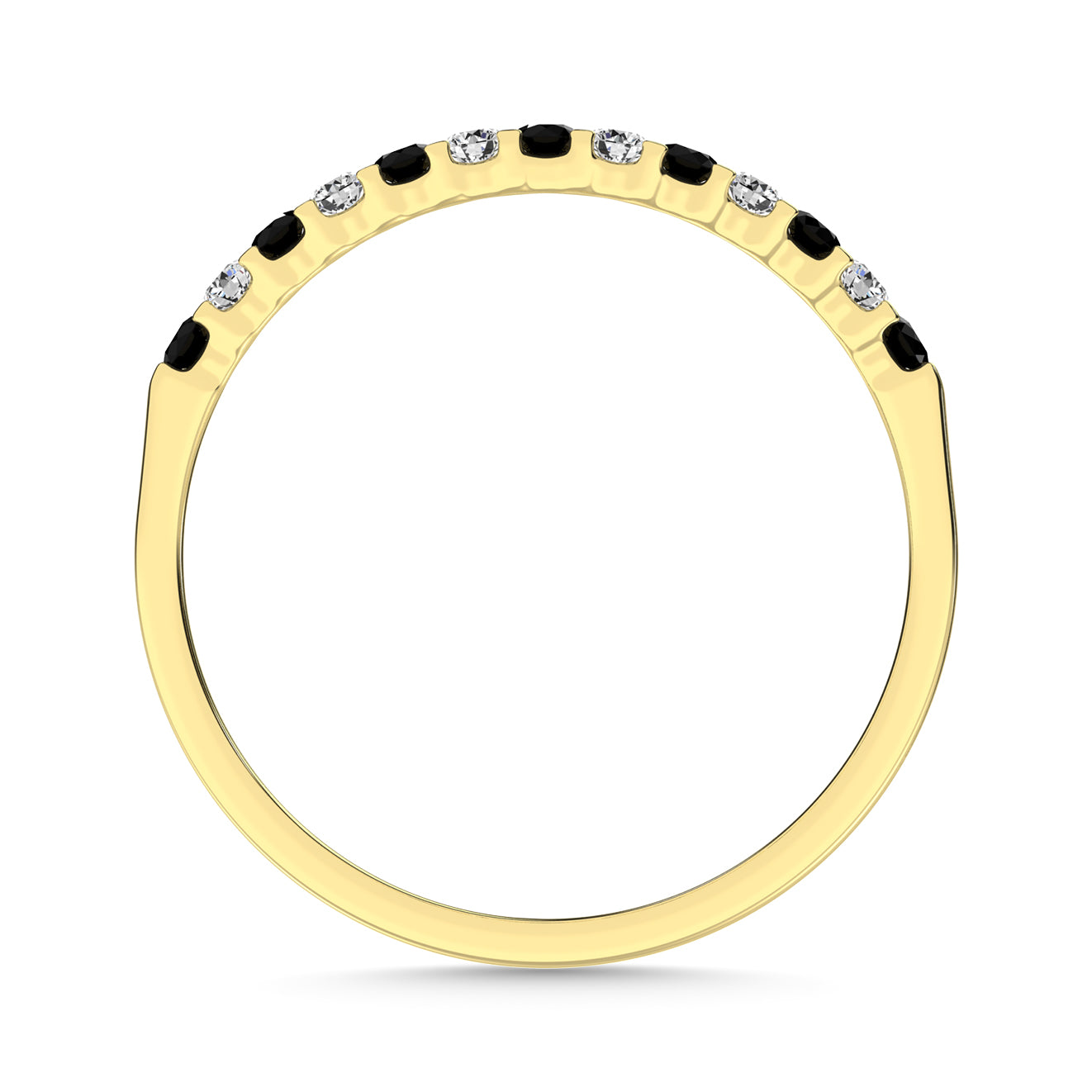 14K White Gold Alternate Treated Black & Diamond 1/5 Ct.Tw. Machine Band