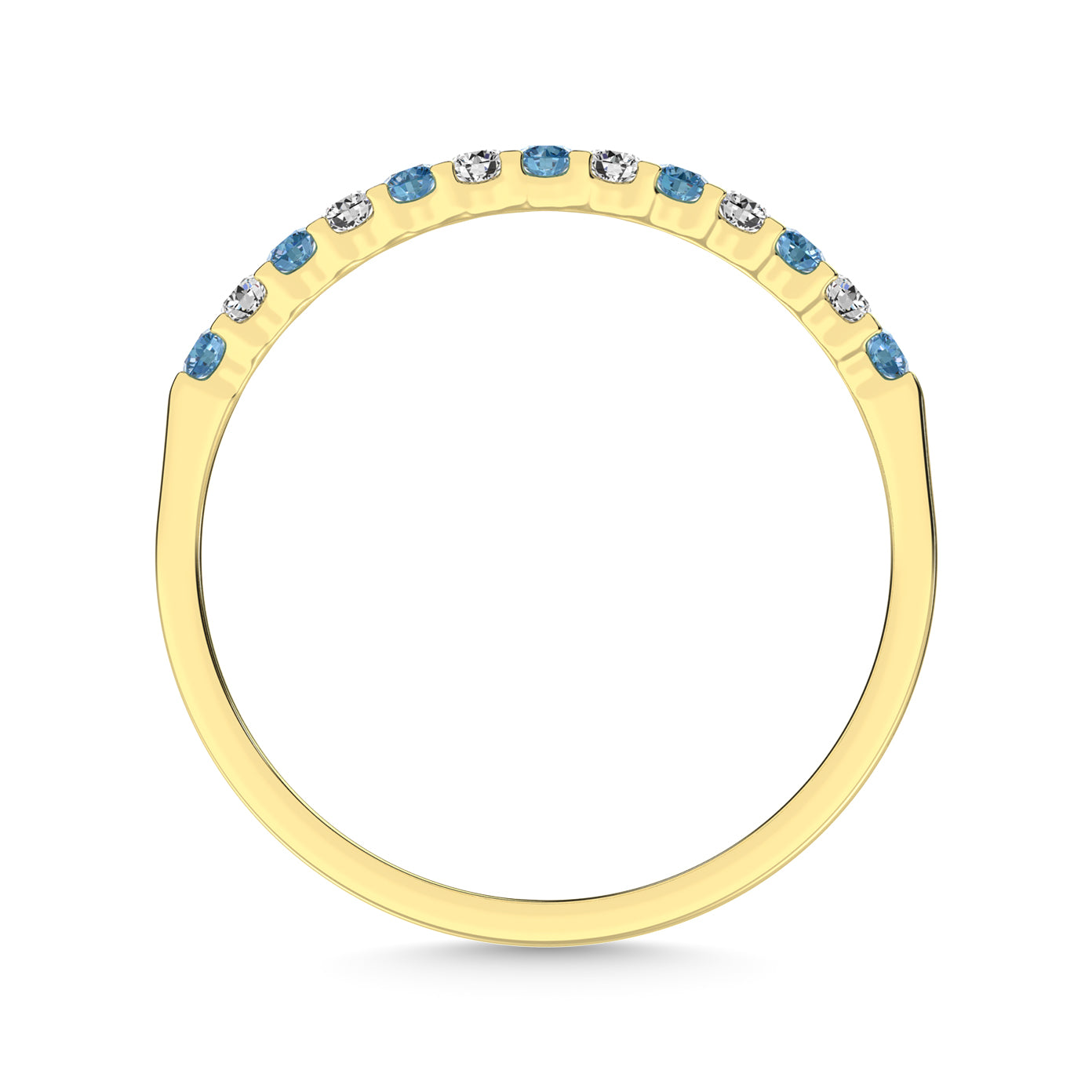 14K White Gold Alternate Treated Blue & Diamond 1/5 Ct.Tw. Machine Band