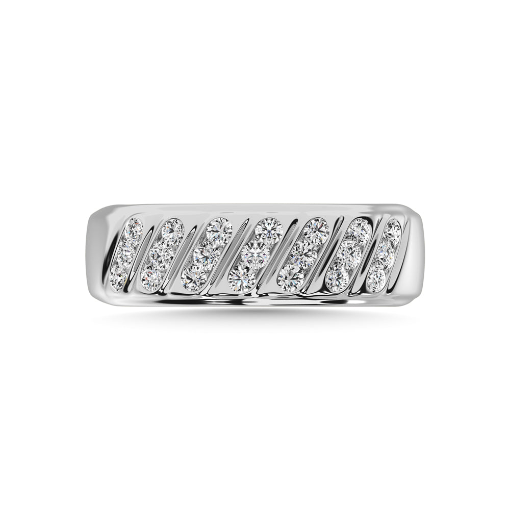 14K White Gold 1/2 Ct.Tw. Diamond Men?s Band