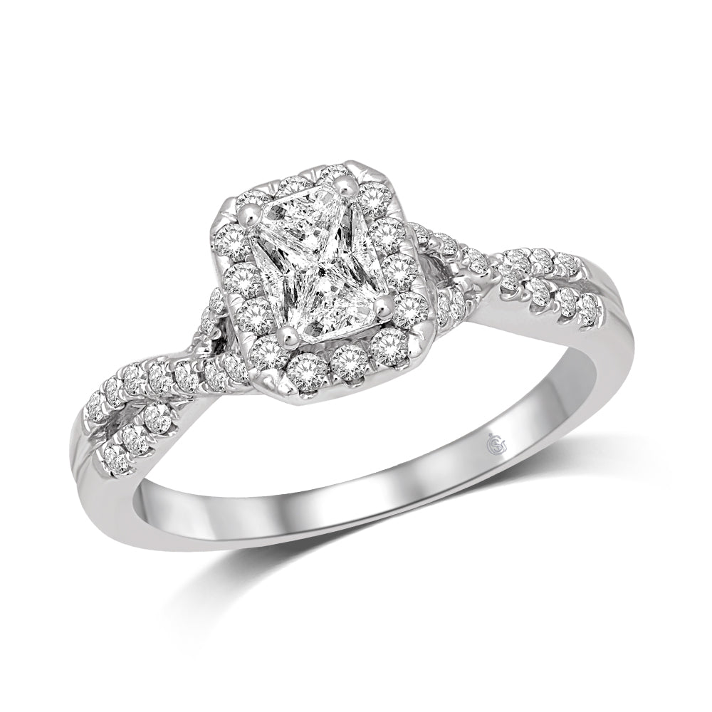 Lovecuts 14K White Gold 3/4 Ct.Tw. Diamond Engagement Ring