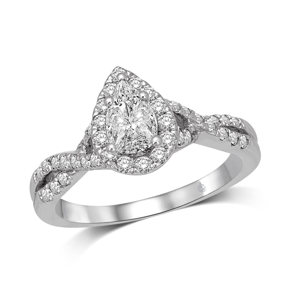 Lovecuts 14K White Gold 9/10 Ct.Tw. Diamond Engagement Ring
