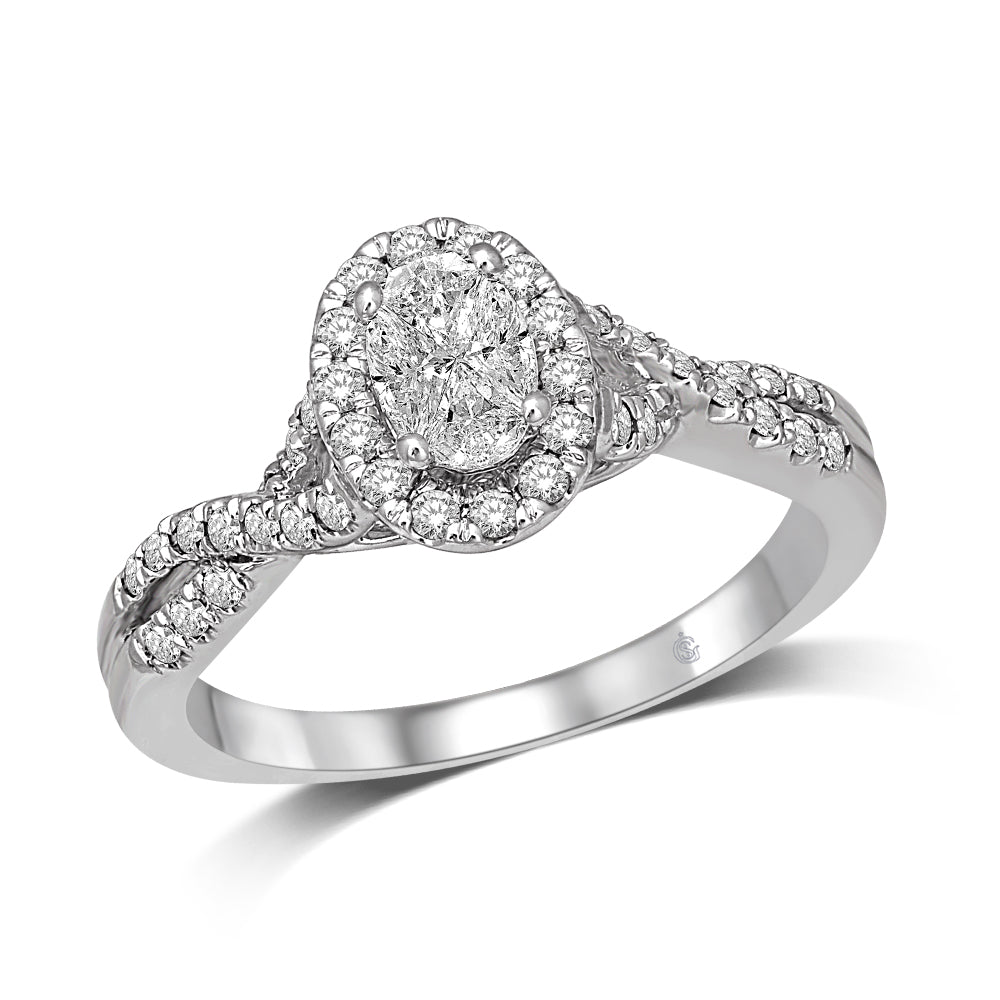Lovecuts 14K White Gold 9/10 Ct.Tw. Diamond Engagement Ring