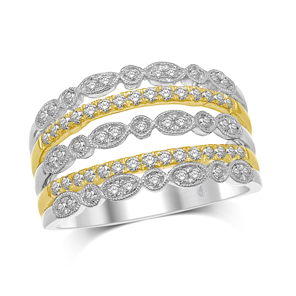 14K Two Tone Gold 1/2 Ct.Tw. Diamond Fashion Band