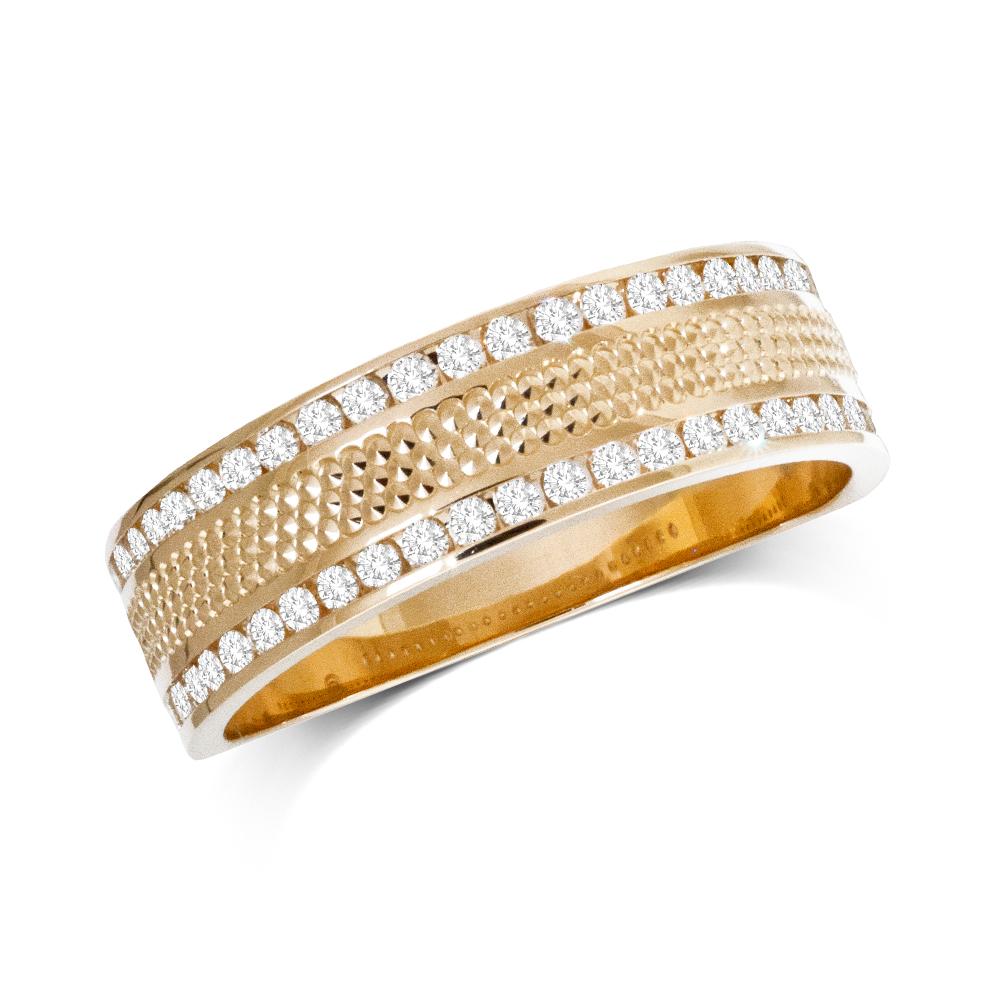 14K Yellow Gold 1/2 Ct.Tw. Diamond Machine Men?s Band
