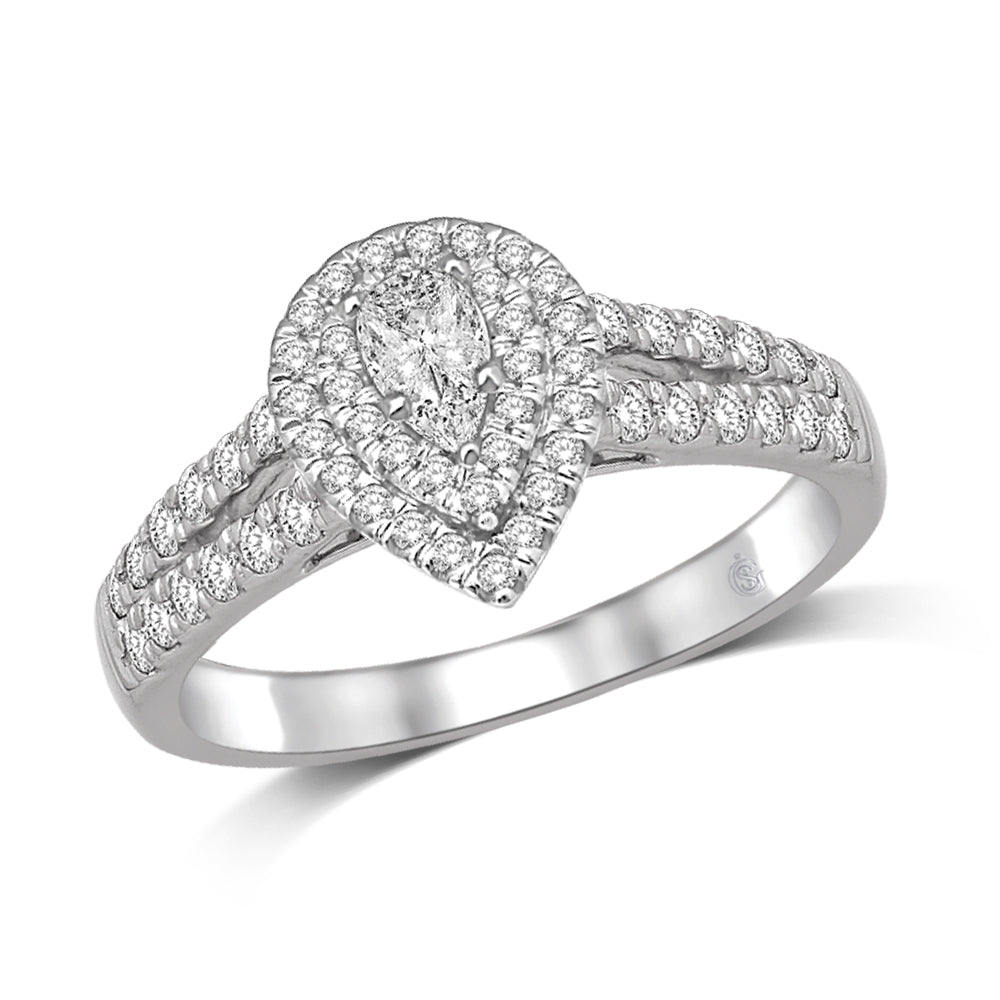 Lovecuts 14K White Gold 5/8 Ct.Tw. Diamond Engagement Ring