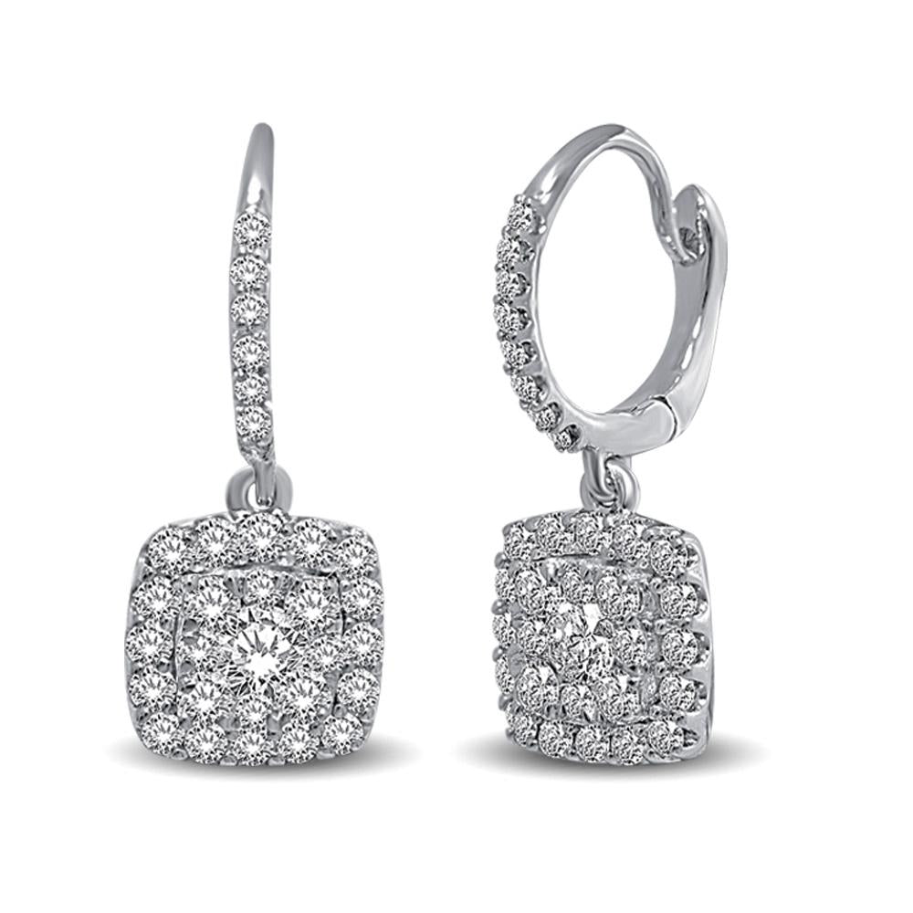 14K White Gold 1 1/2 Ct.tw Diamond Drop Earrings