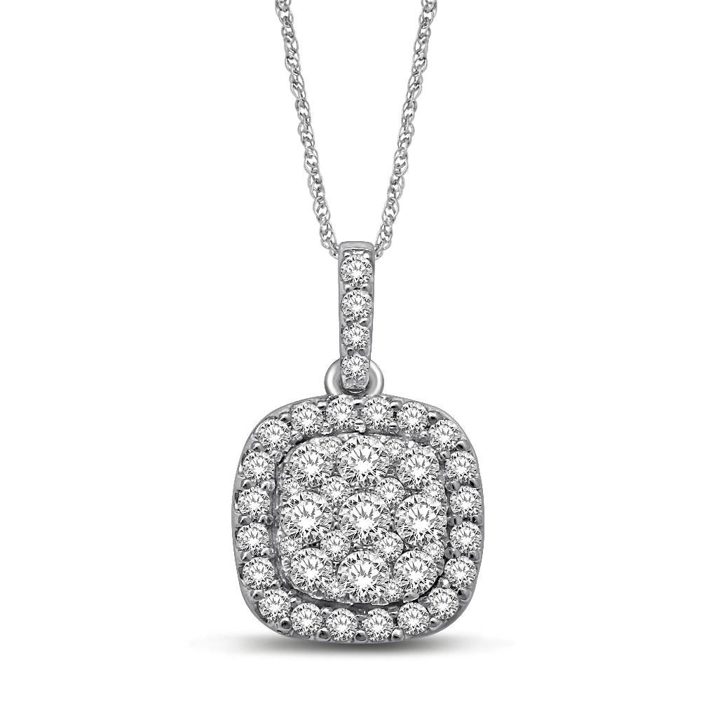 14K White Gold 3/4 Ct.tw Invisible Diamond Fashion Pendant