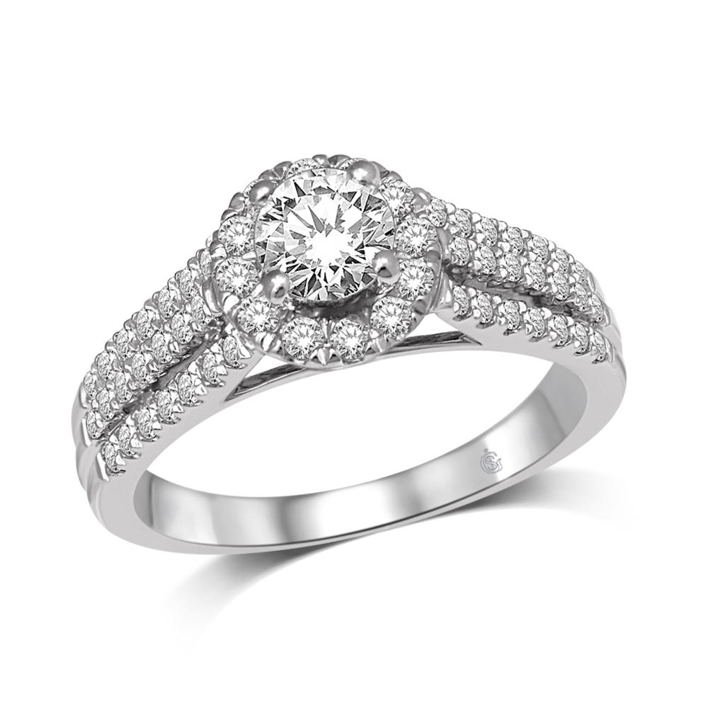 14K White Gold 1 9/10 Ct.Tw. Diamond Halo Engagement Ring