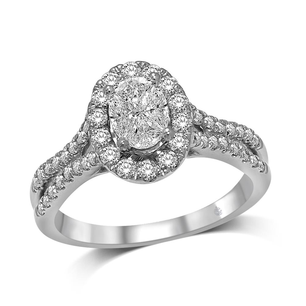 Lovecuts 14K White Gold 9/10 Ct.Tw. Diamond Engagement Ring