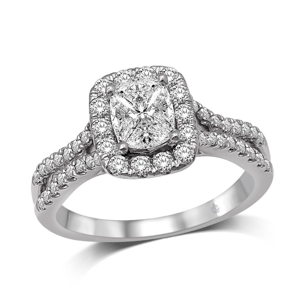 Lovecuts 14K White Gold 9/10 Ct.Tw. Diamond Engagement Ring