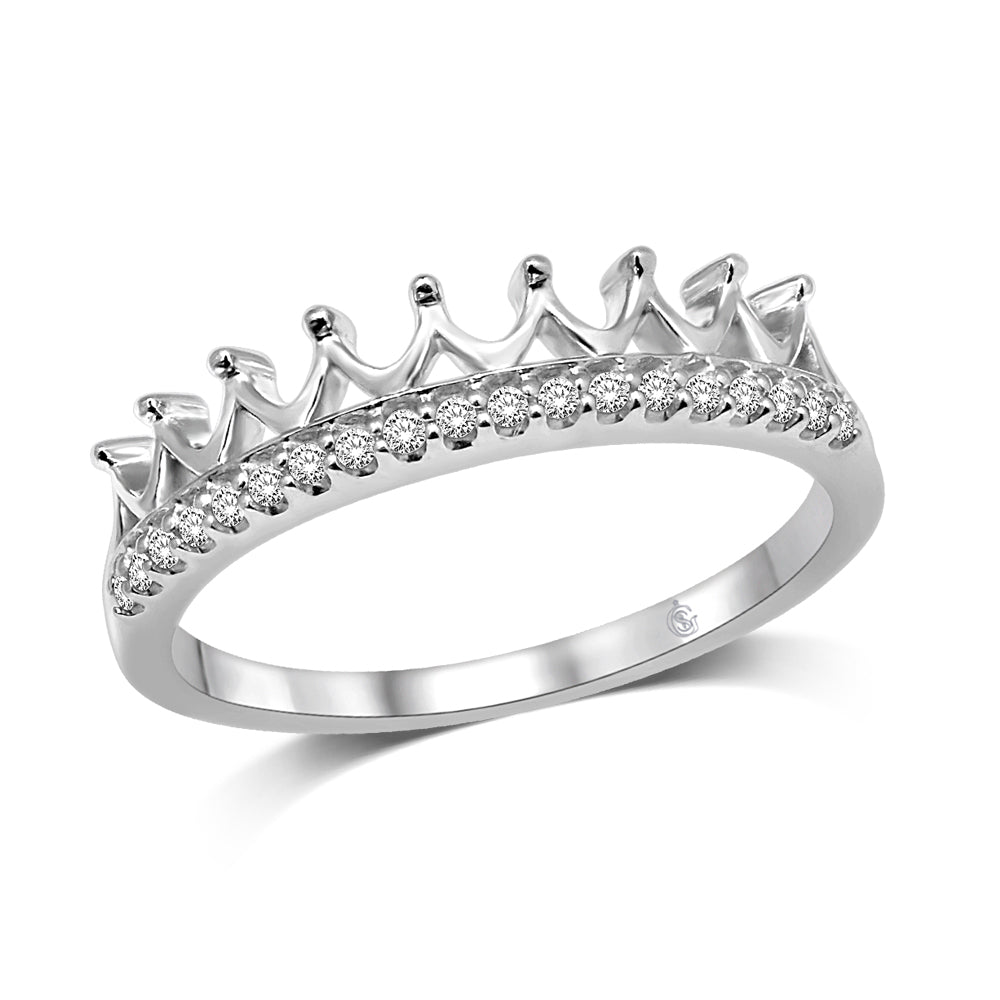 14K White Gold 1/10 Ct.Tw. Diamond Stackable Band