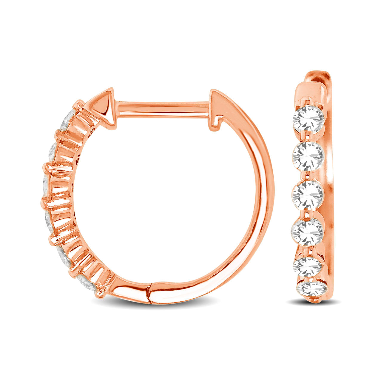 14K Rose Gold 1/4 Ct.tw Diamond Hoop Earrings