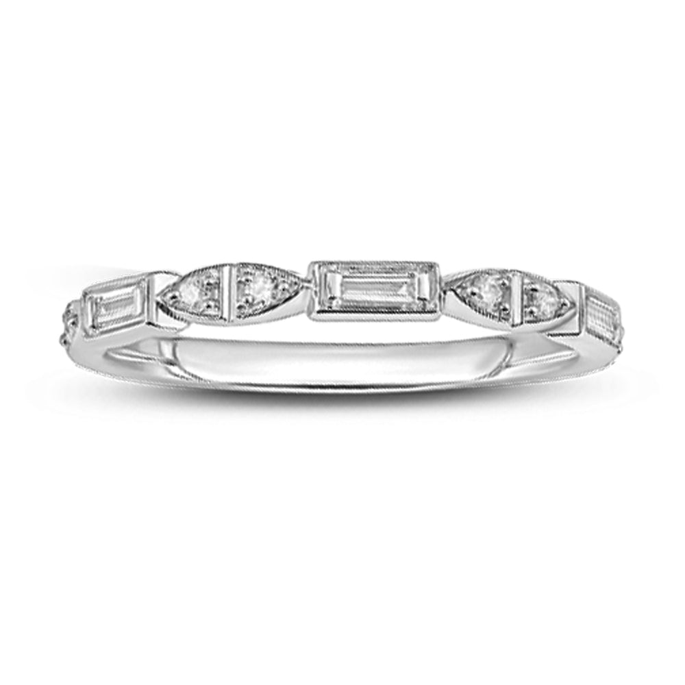 14K White Gold 1/10 Ct.tw Diamond Stackable Ring