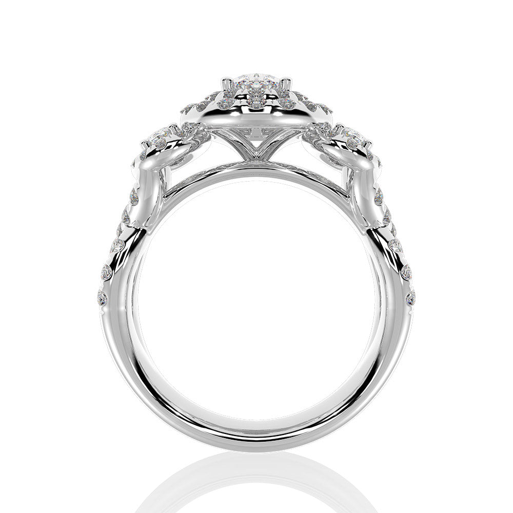 14K White Gold 1 3/4 Ct.tw Oval Cut Diamond Engagement Ring