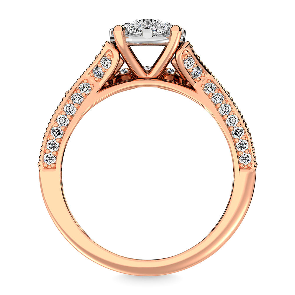Diamond 1 Ct.Tw. Bridal Ring in 14K Rose Gold