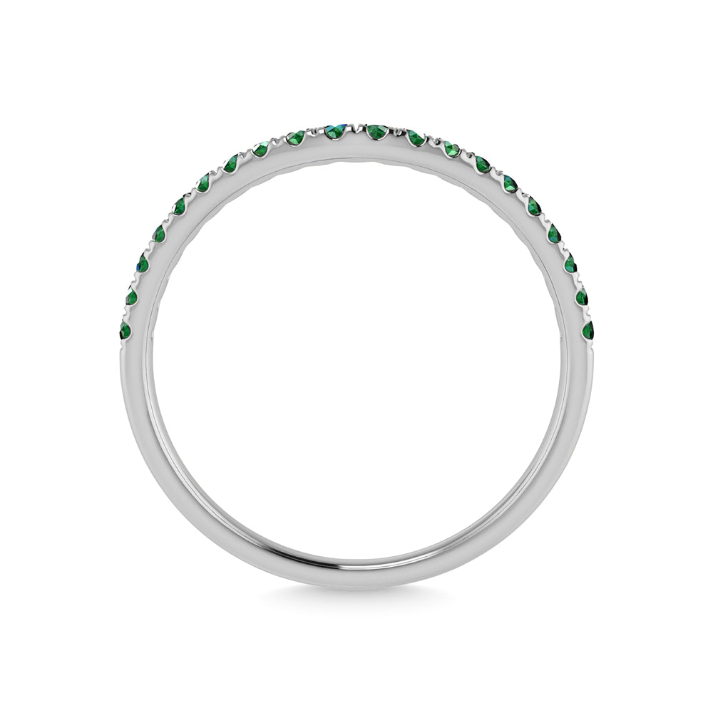 14K White Gold Emerald 1/5 Ct.Tw. Curve Band