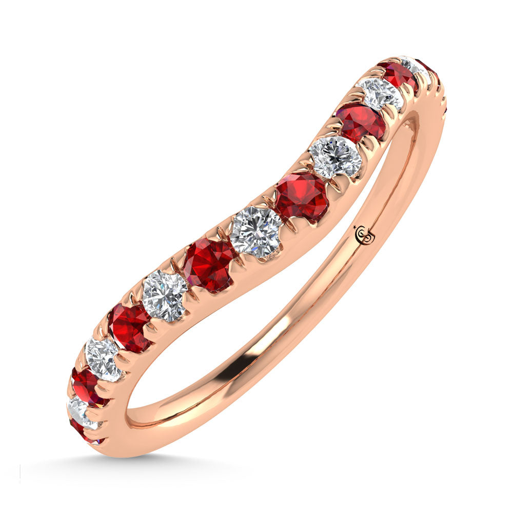 14K Rose Gold Ruby and Diamond 1/3 Ct.Tw. Ruby Curve Band