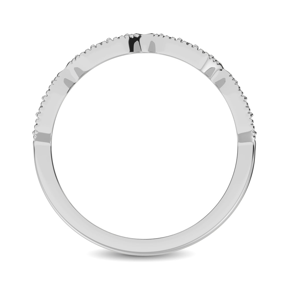 Beaded Style Band set with 1/6 Ct.tw Diamond in 14K White Gold