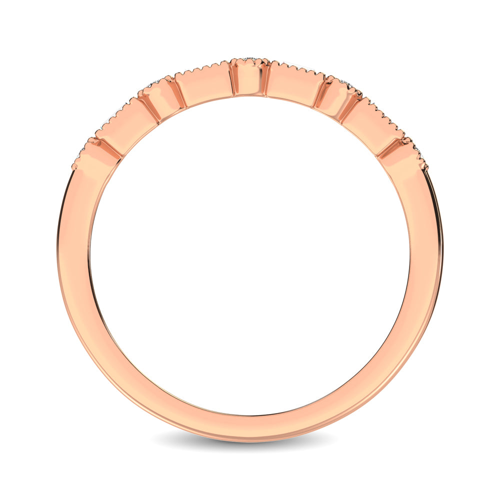 14K Rose Gold 1/10 Ct.tw Round and Tapper Diamond Band Ring