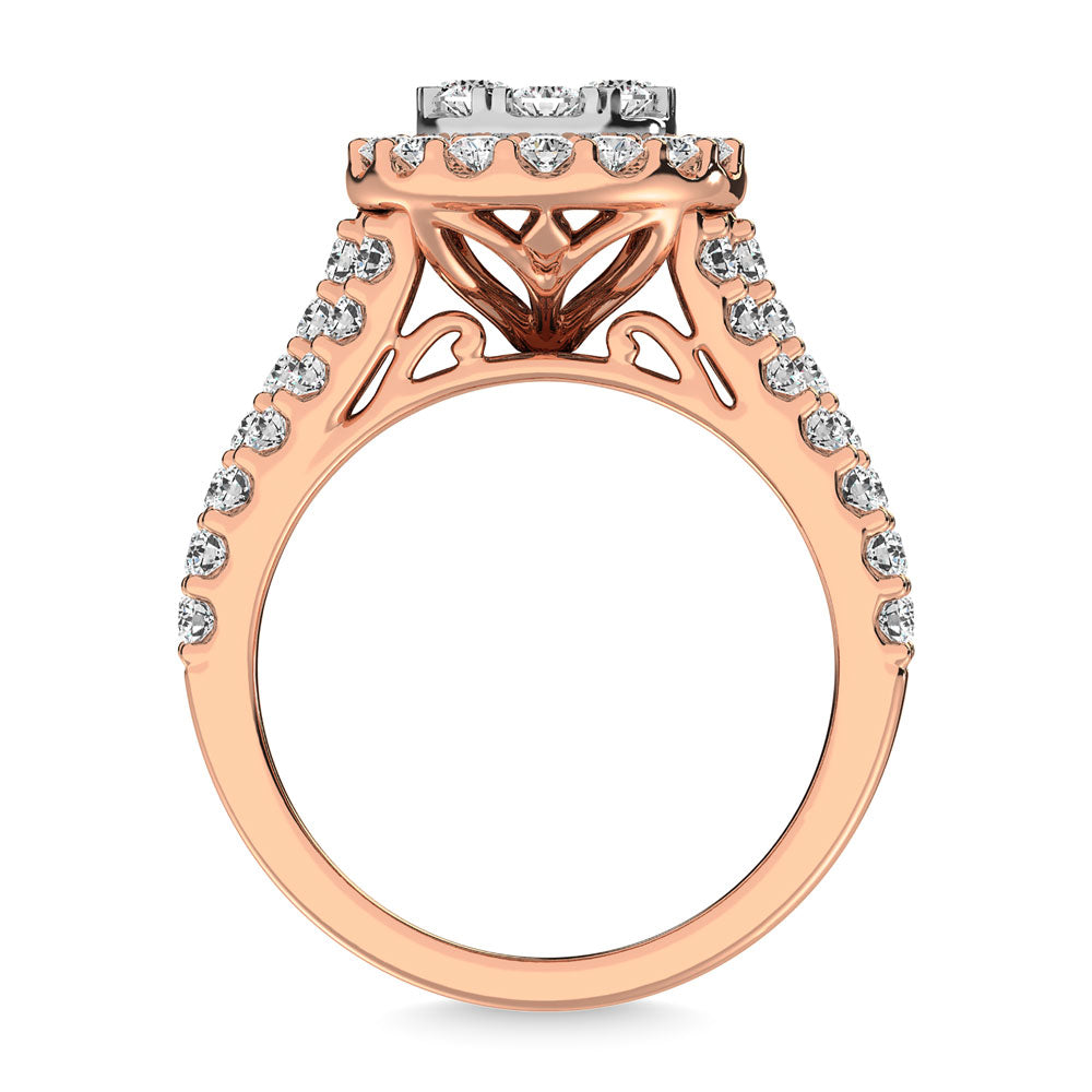 Diamond 2 Ct.Tw. Pear Shape Engagement Ring in 14K Rose Gold