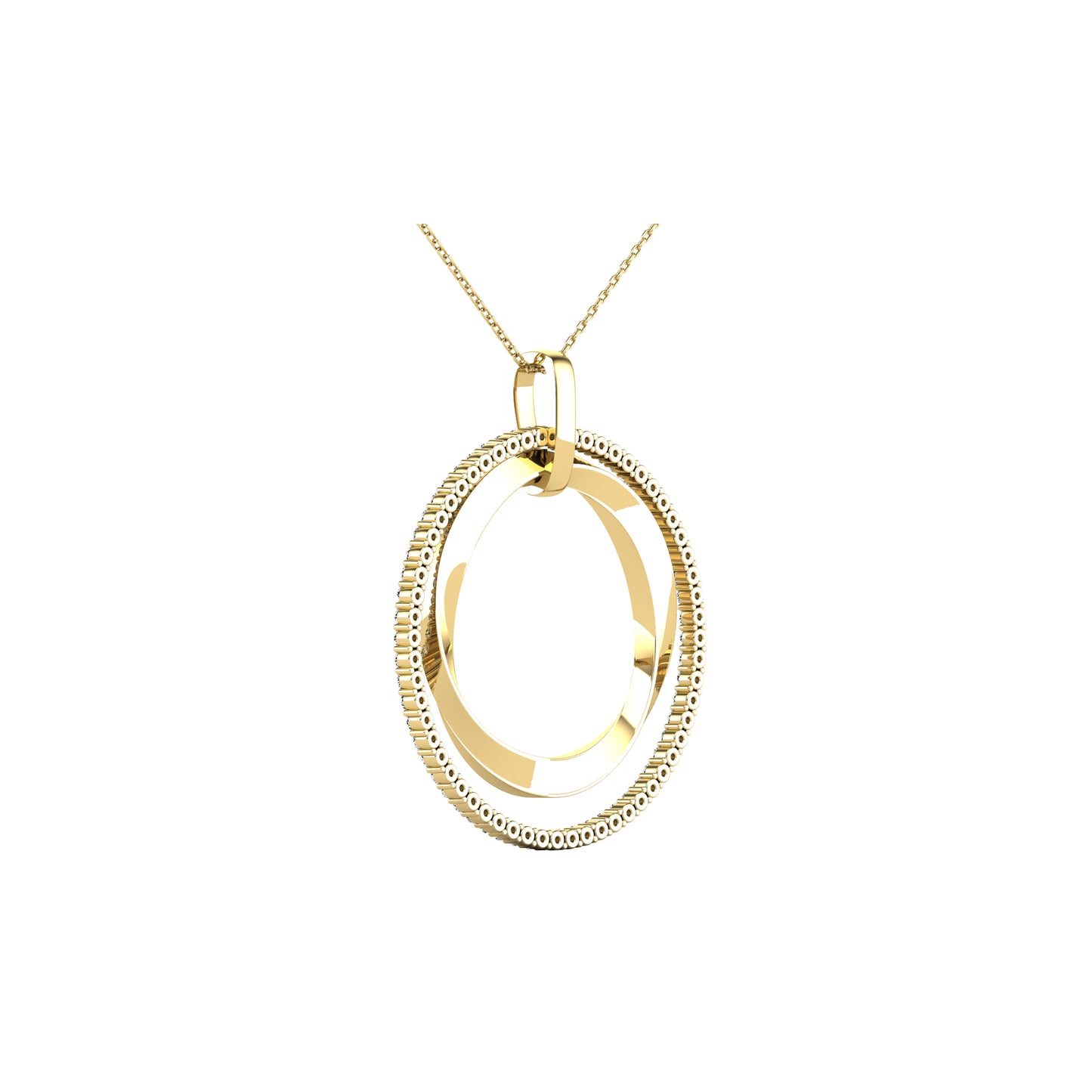 14K Yellow Gold 1/2 Ct.Tw. Diamond Double Frame Pendant