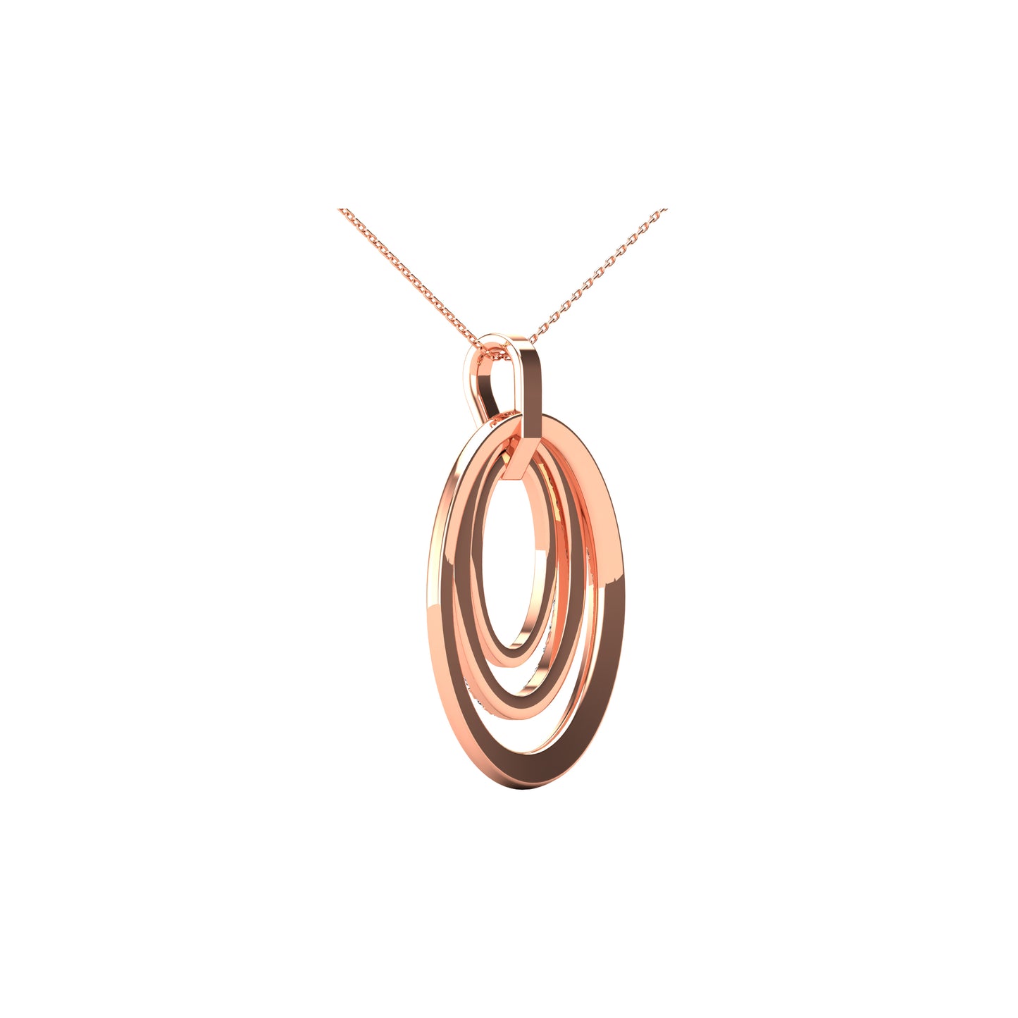 14K Rose Gold 1/5 Ct.Tw. Diamond Oval Frame Pendant