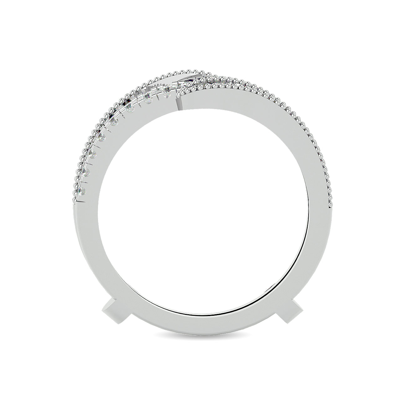 Diamond 1/2 Ct.tw Round and Tapper Guard Ring in 14K White Gold