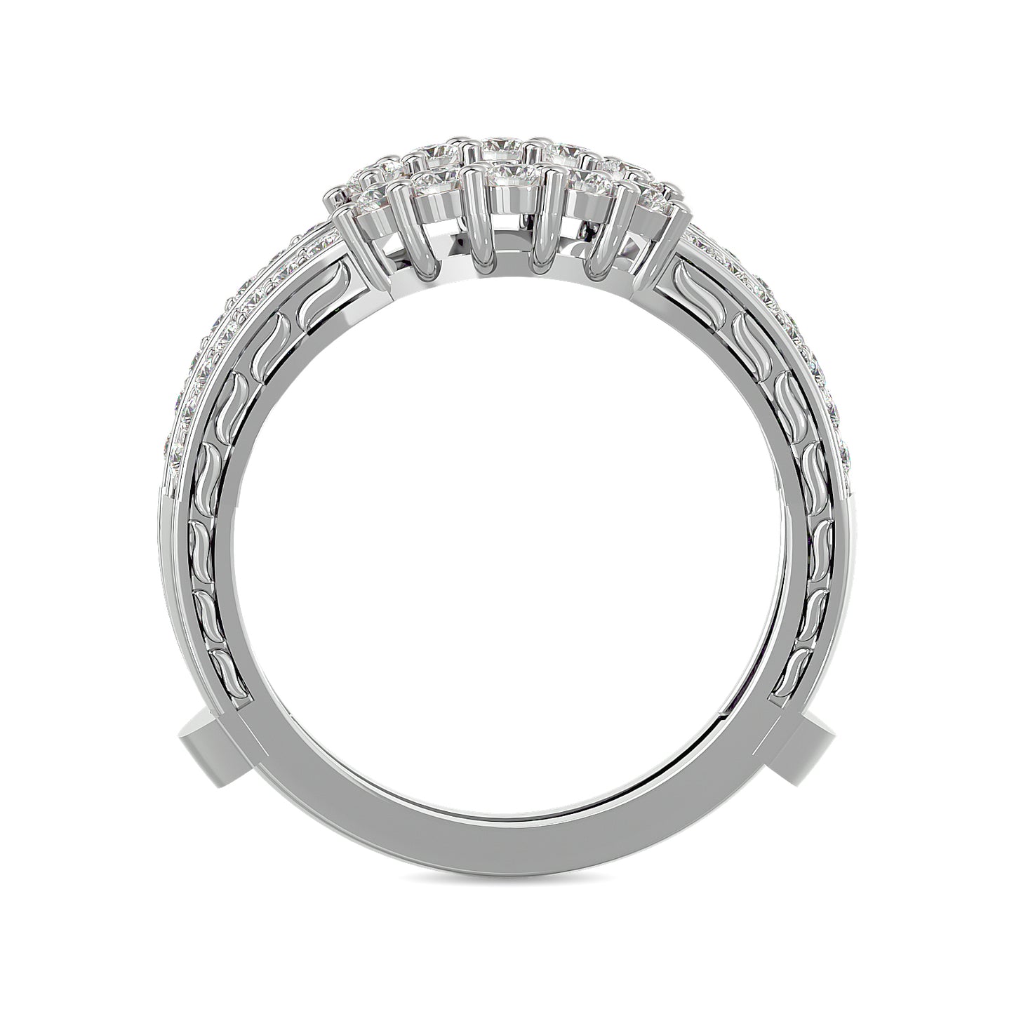 Diamond 1/2 Ct.tw Round Cut Guard Ring in 14K White Gold