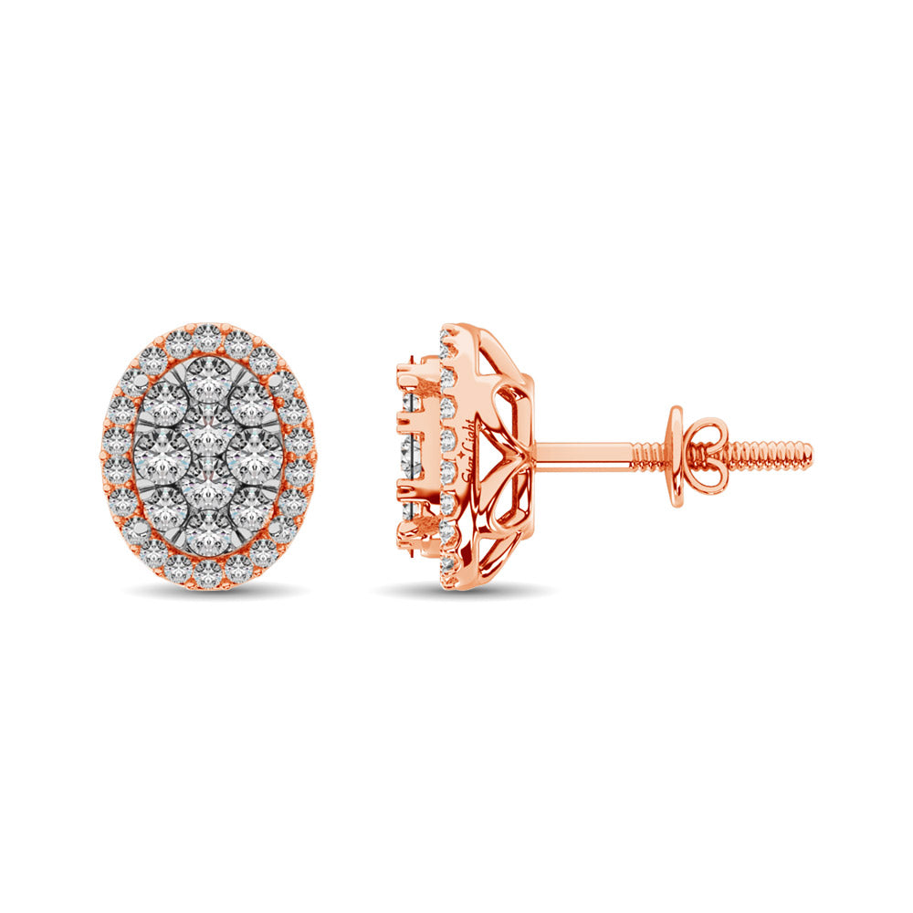 Diamond 3/4 Ct.tw Oval Shape Earrings in 14K Rose Gold