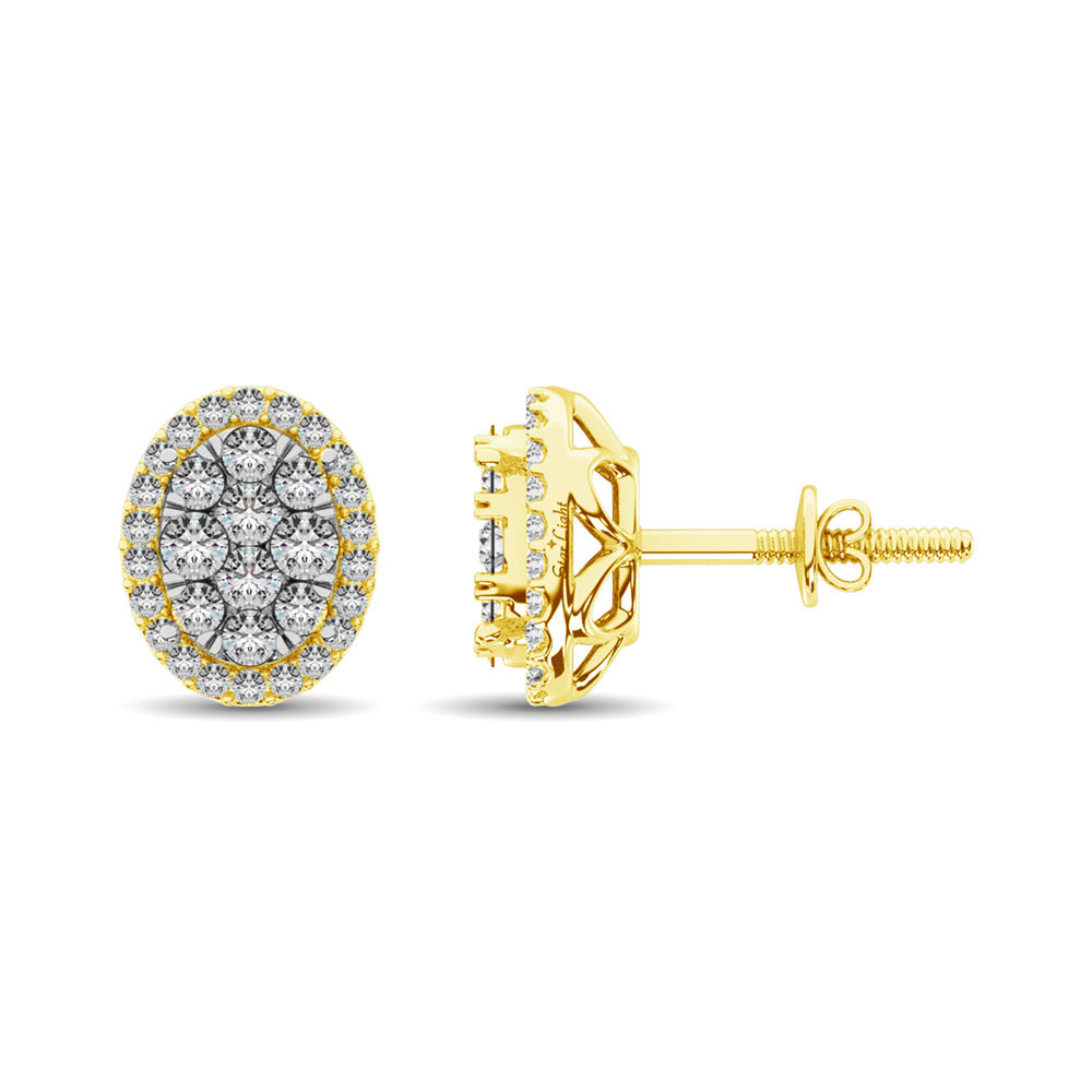 Diamond 3/4 Ct.tw Oval Shape Earrings in 14K Yellow Gold