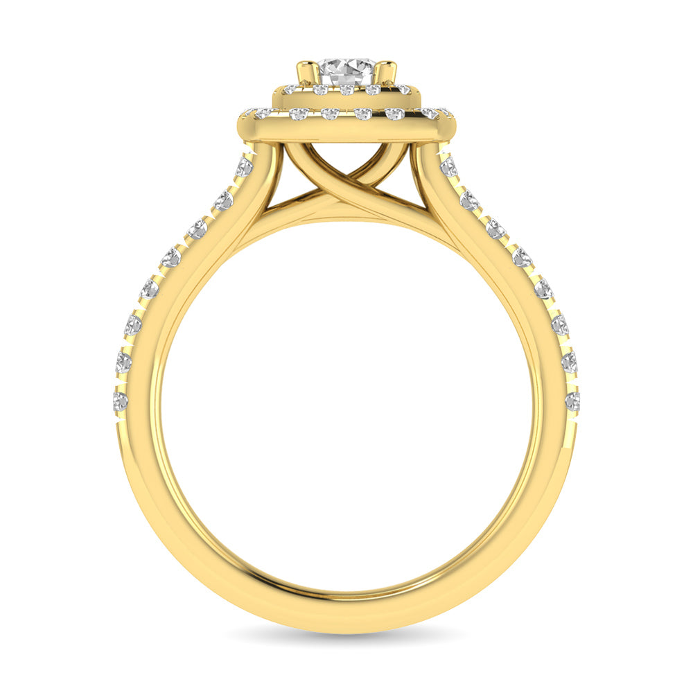 Diamond Classic Shank Double Halo Bridal Ring 1 Ct.tw Round Cut in 14K Yellow Gold