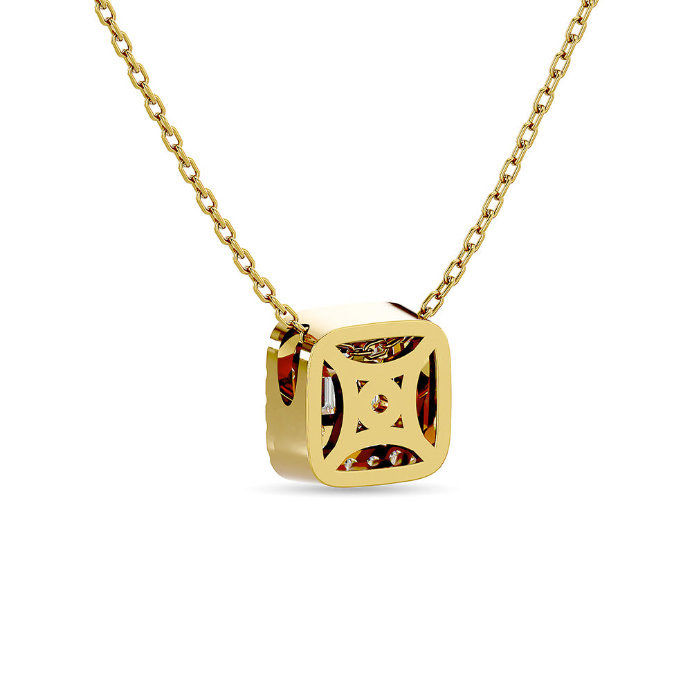 Diamond 1/4 Ct.Tw. Round and Baguette Fashion Pendant in 14K Yellow Gold