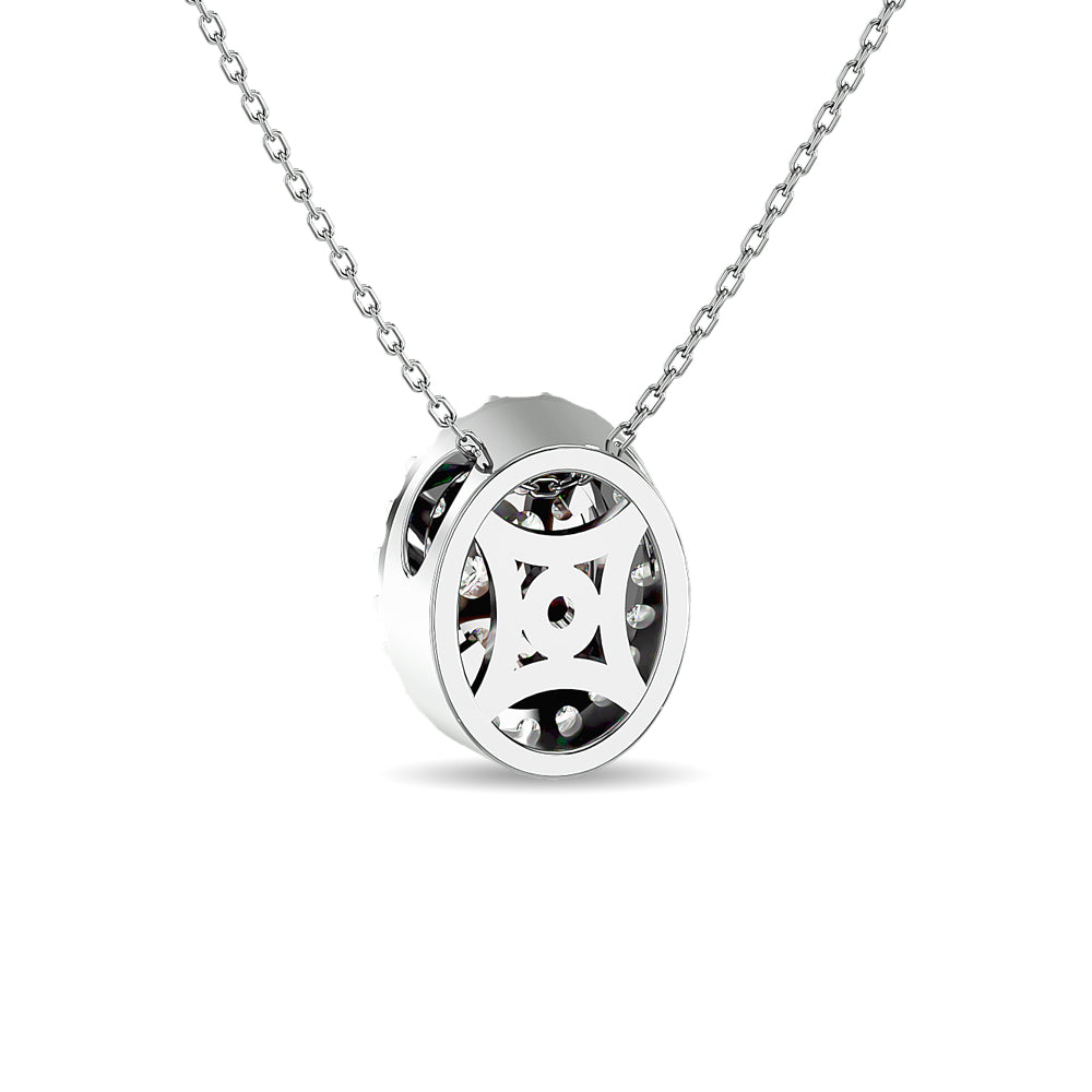 Diamond 1/2 Ct.tw Oval Shape Cluster Pendant in 14K White Gold
