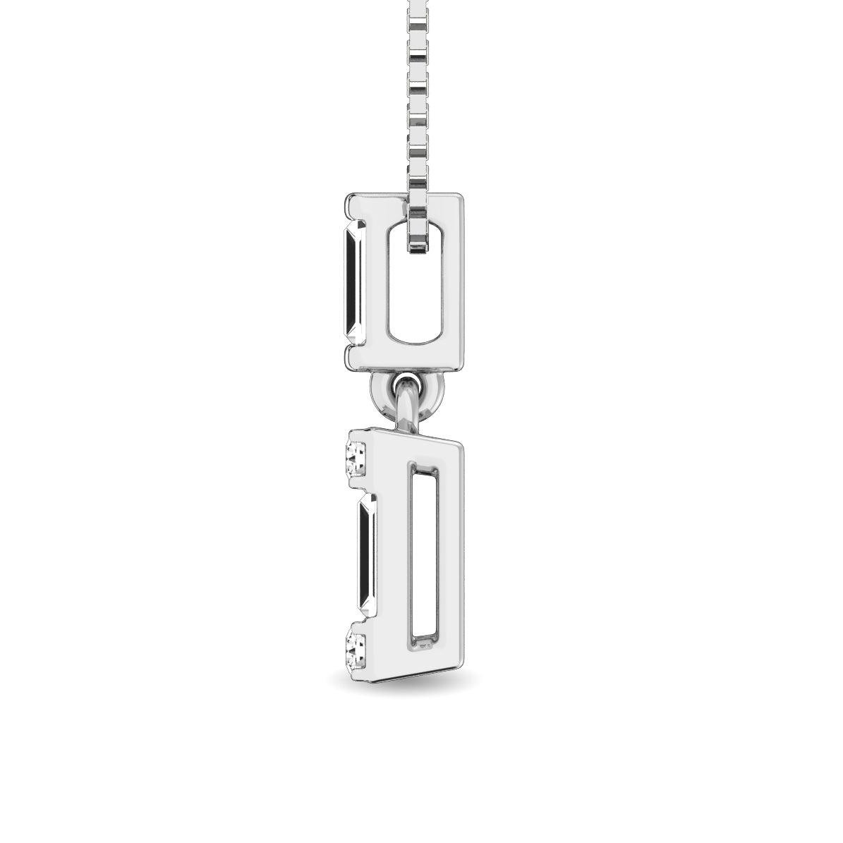 Diamond 1/6 Ct.Tw. Round and Baguette Fashion Pendant in 14K White Gold