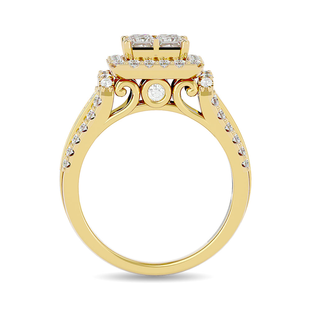 Diamond 1 1/2 Ct.tw Round Cut Engagement Ring in 14K Yellow Gold