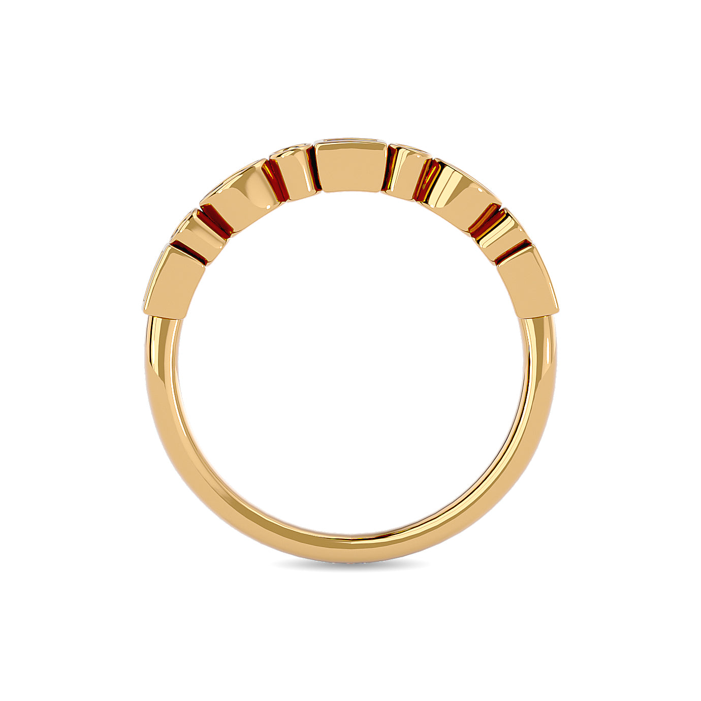 Diamond 1/5 Ct.tw Round and Straight Baguette Stackable Ring in 14K Yellow Gold