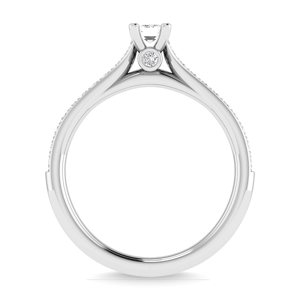 Diamond 3/4 Ct.Tw. Emerald Shape Bridal Ring in 14K White Gold