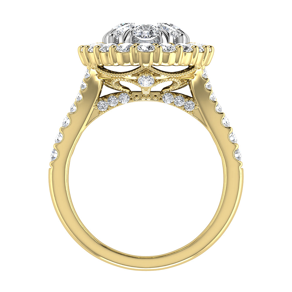 Diamond 3 Ct.Tw. Oval Shape Engagement Ring in 14K Yellow Gold
