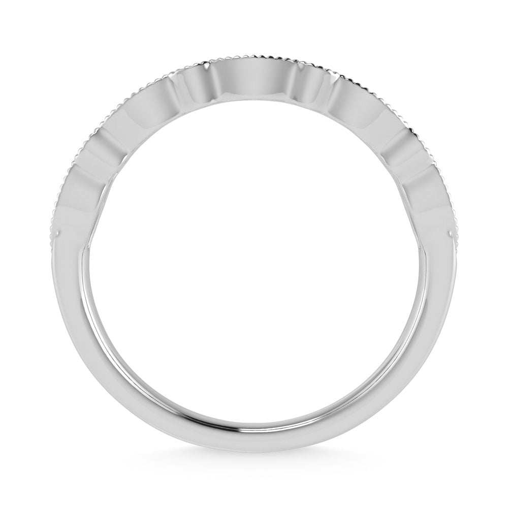 14K White Gold 1/4 Ct.Tw. Diamond and Blue Sapphire Stackable Band