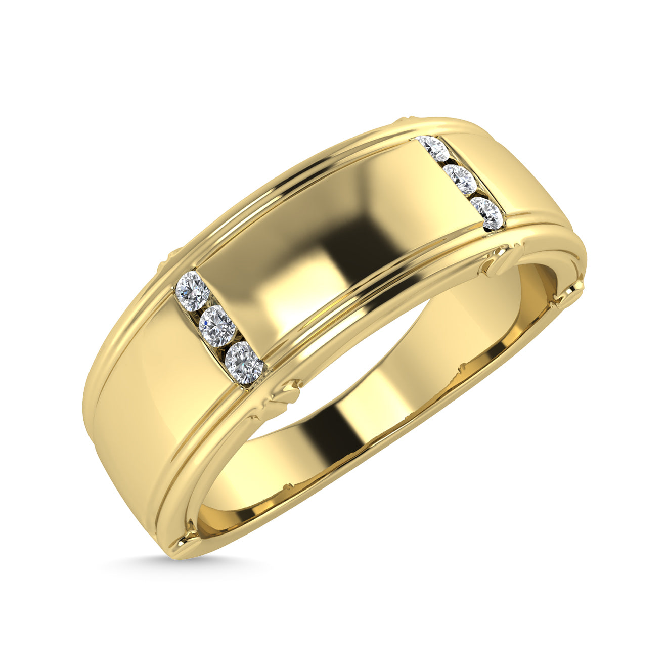 Diamond 1/10 Ct.Tw. Men?s Wedding Band in 14K Yellow Gold